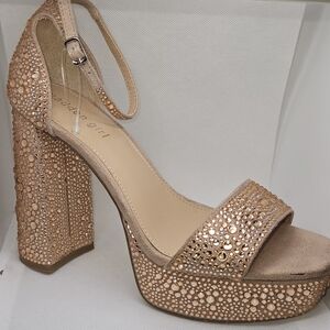 Madden Girl Beige Beaded Platform Heels